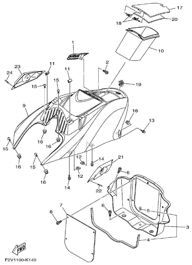 Yamaha VX700WAVERUNNER ENGINE HATCH 1 parts diagram